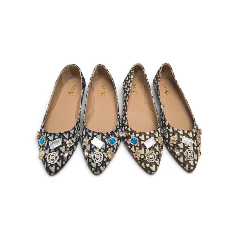 Rogue Helium - Set of Two - Jewel Charms Knit Pointy Flats